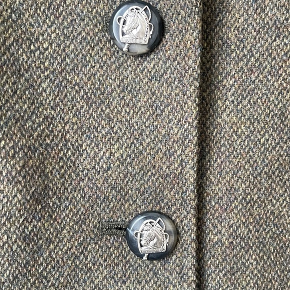 Classic Ralph Lauren Olive Green Lamb's Wool Lined Tweed Blazer - Picture 5 of 11